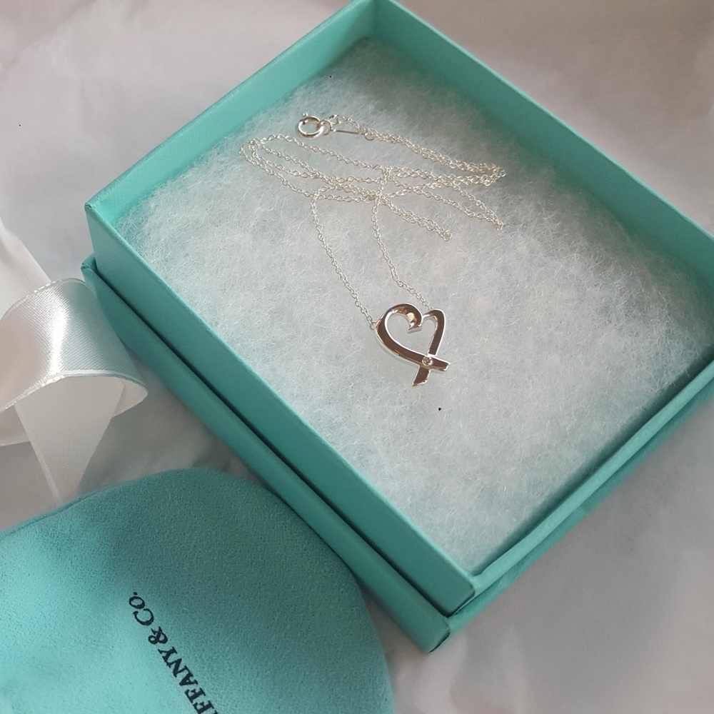 Tiffany & Co. Silver Ribbon Heart Necklace